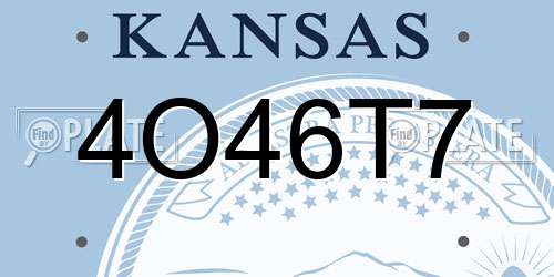 4O46T7 Kansas License Plate