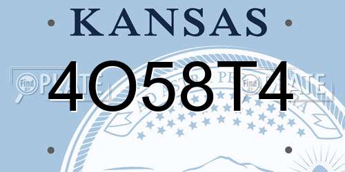 4O58T4 Kansas License Plate