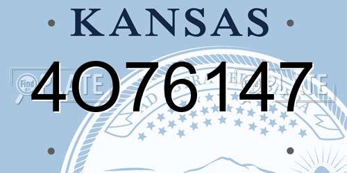 4O76147 Kansas License Plate