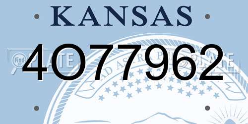 4O77962 Kansas License Plate
