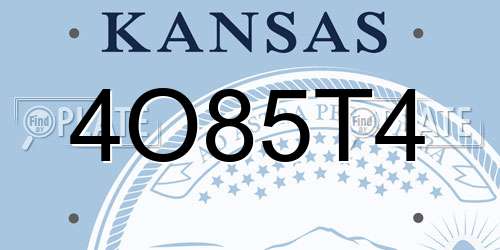 4O85T4 Kansas License Plate