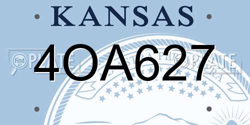 4OA627 Kansas License Plate