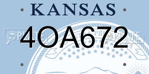 4OA672 Kansas License Plate
