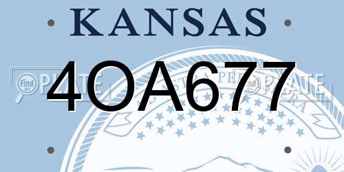 4OA677 Kansas License Plate