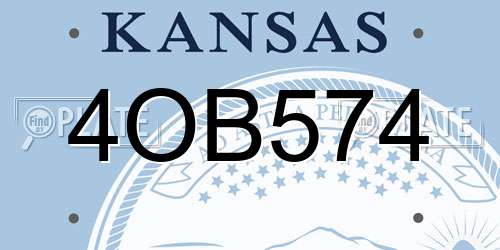 4OB574 Kansas License Plate