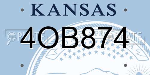 4OB874 Kansas License Plate