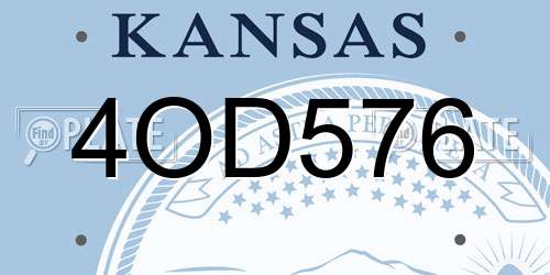 4OD576 Kansas License Plate
