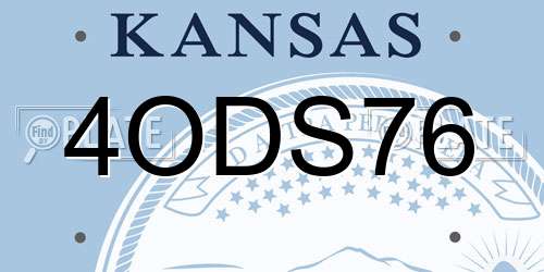 4ODS76 Kansas License Plate