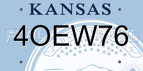 4OEW76 Kansas License Plate