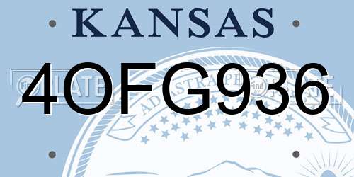 4OFG936 Kansas License Plate