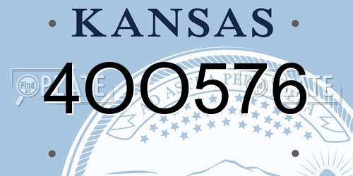 4OO576 Kansas License Plate