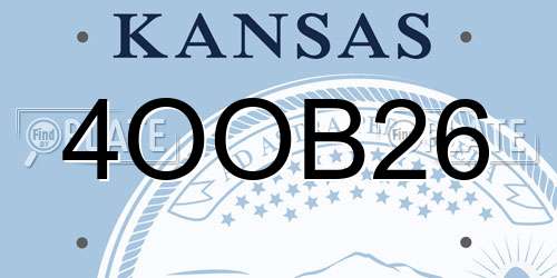 4OOB26 Kansas License Plate