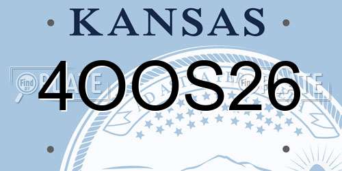 4OOS26 Kansas License Plate
