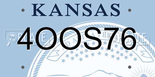 4OOS76 Kansas License Plate