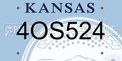 4OS524 Kansas License Plate