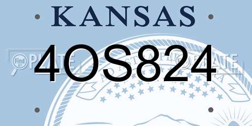 4OS824 Kansas License Plate