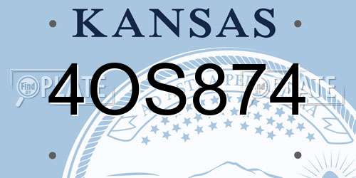 4OS874 Kansas License Plate