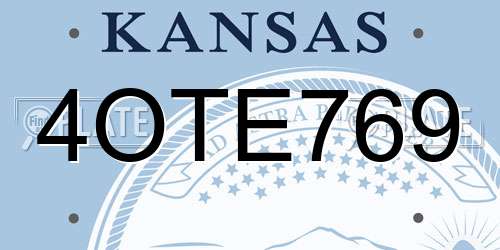 4OTE769 Kansas License Plate