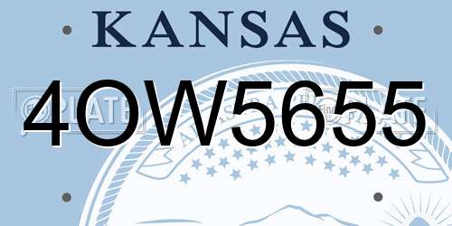 4OW5655 Kansas License Plate