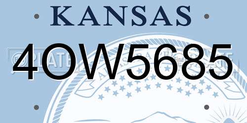 4OW5685 Kansas License Plate