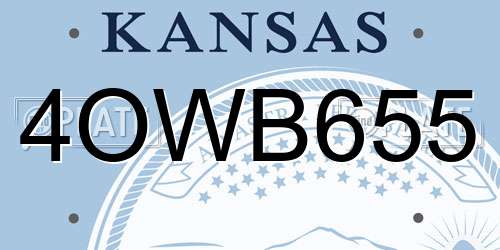 4OWB655 Kansas License Plate