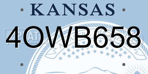 4OWB658 Kansas License Plate