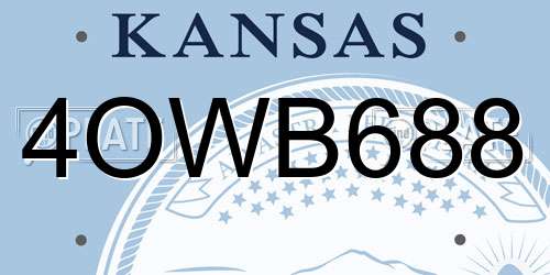 4OWB688 Kansas License Plate