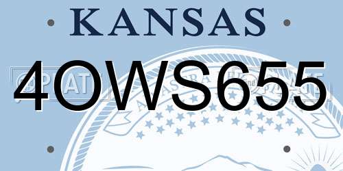 4OWS655 Kansas License Plate