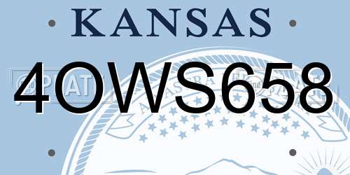 4OWS658 Kansas License Plate