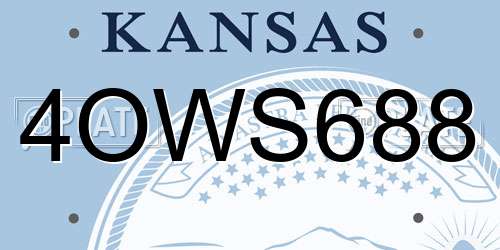 4OWS688 Kansas License Plate