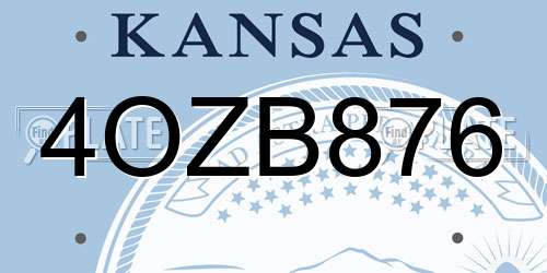4OZB876 Kansas License Plate