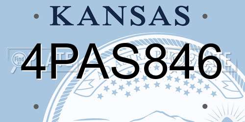 4PAS846 Kansas License Plate