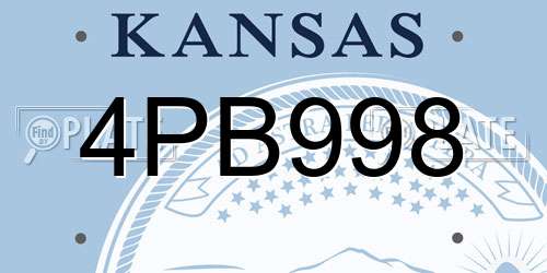 4PB998 Kansas License Plate