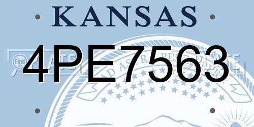 4PE7563 Kansas License Plate