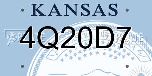 4Q20D7 Kansas License Plate