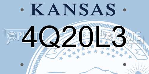 4Q20L3 Kansas License Plate