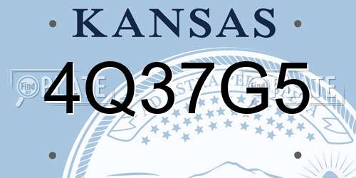 4Q37G5 Kansas License Plate