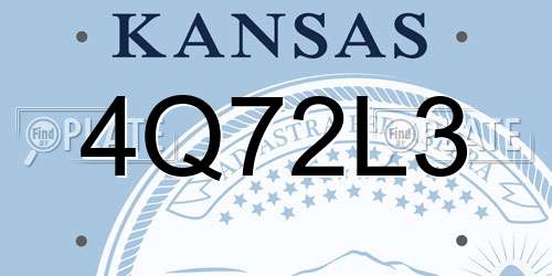 4Q72L3 Kansas License Plate