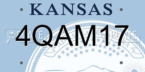 4QAM17 Kansas License Plate