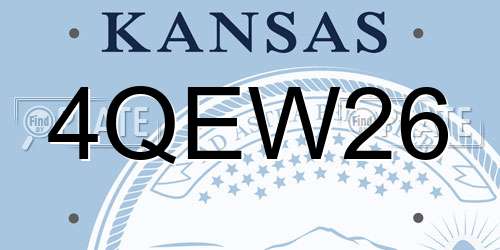 4QEW26 Kansas License Plate