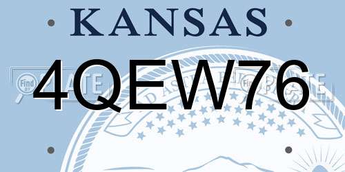 4QEW76 Kansas License Plate
