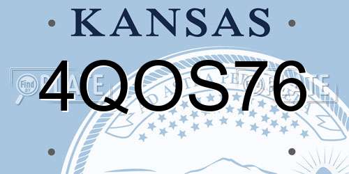 4QOS76 Kansas License Plate