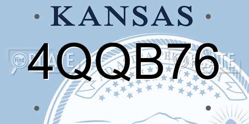 4QQB76 Kansas License Plate