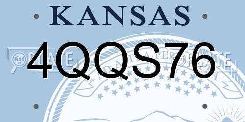4QQS76 Kansas License Plate