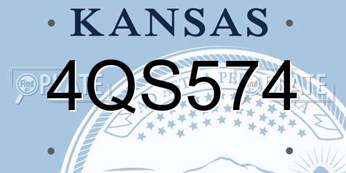 4QS574 Kansas License Plate