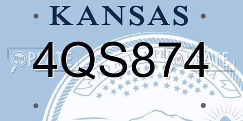 4QS874 Kansas License Plate