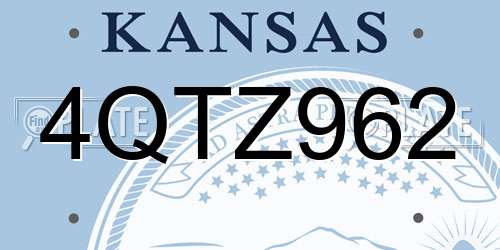 4QTZ962 Kansas License Plate