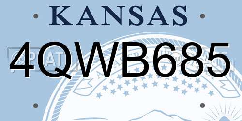 4QWB685 Kansas License Plate