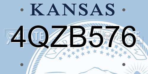 4QZB576 Kansas License Plate