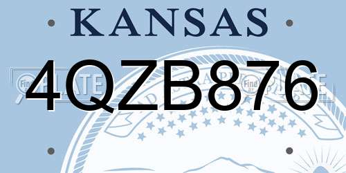 4QZB876 Kansas License Plate